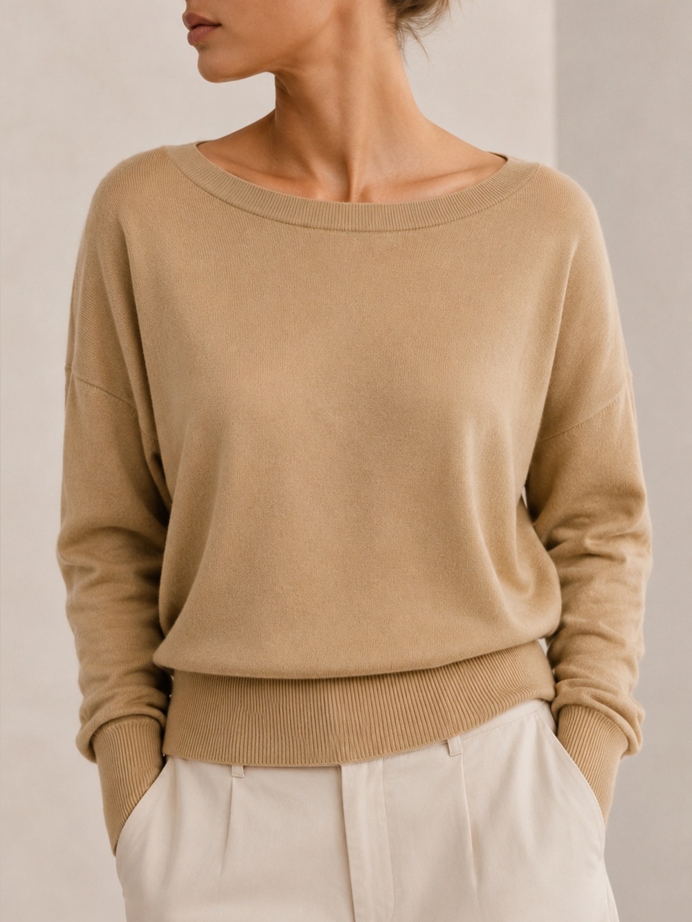Banana Republic 100% Extra Fine Merino Wool Backless Sweater Camel M - Picture 2 of 11